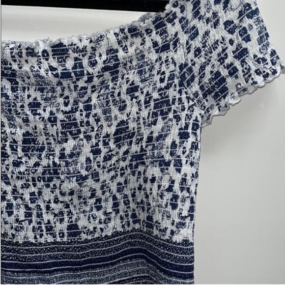 PacSun Lottie Moss smocked crop top size Large blue and white - Picture 4 of 9
